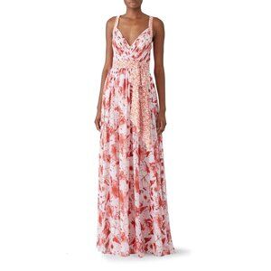 R-21. Badgley Mischka Pink Floral Maxi US 12
